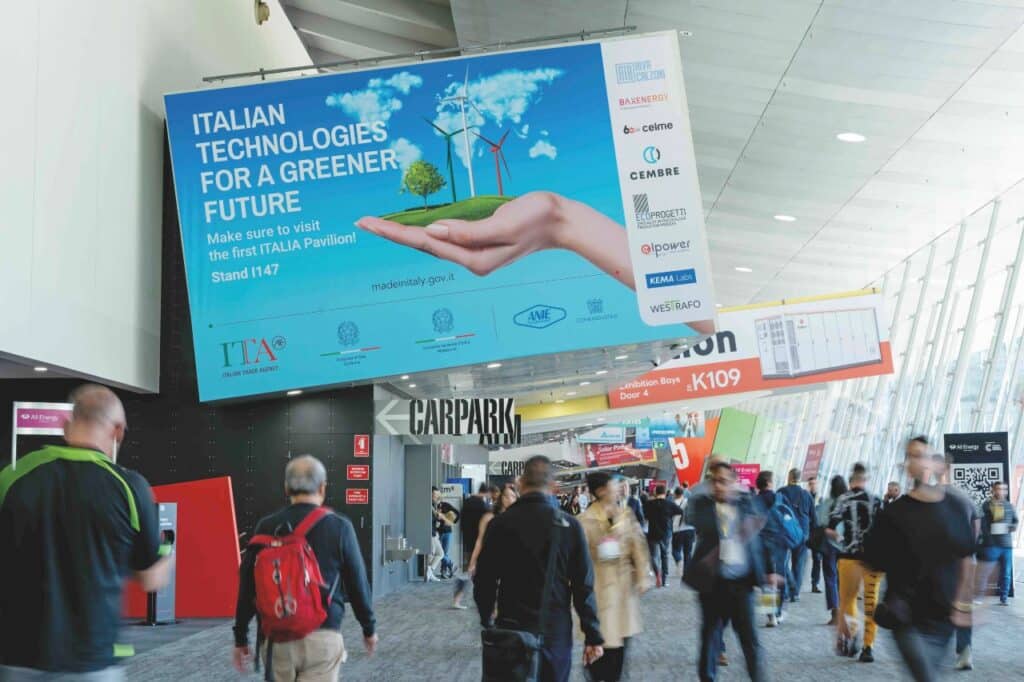 Delegates in 2025 will explore an expanded Italian Pavilion at All Energy Australia (pictured: 2024 edition). Images: ITA