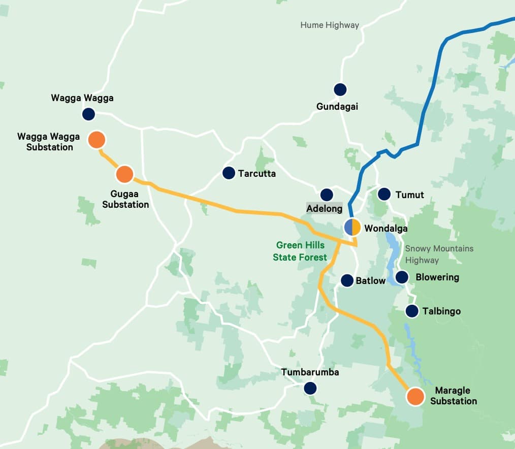 Humelink Development Map First transmission tower rises on HumeLink West